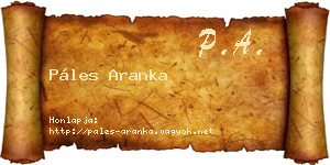 Páles Aranka névjegykártya